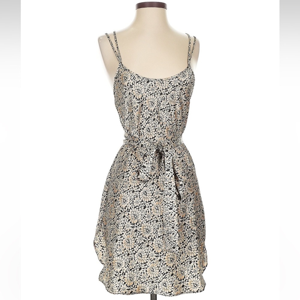 Natori for Saks Fifth Avenue - Black and Cream Floral Mini Dress - Satin - XS